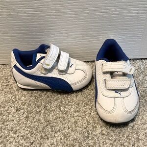 PUMA Infant White and Navy Sneakers
